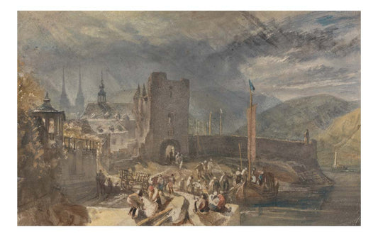 A View of Boppart, with Figures on the River Bank, 1819 by John Mallord William Turner RA