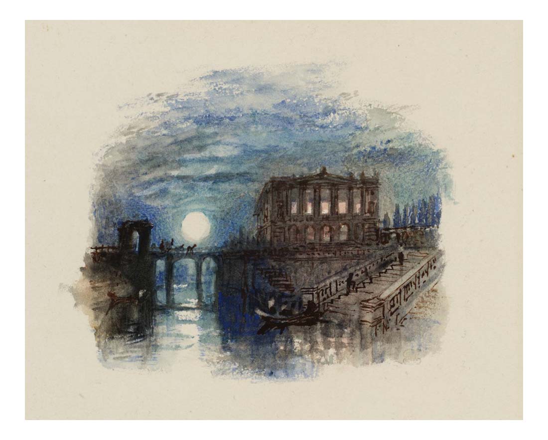 A Villa. Moon-Light (A Villa on the Night of a Festa di Ballo), for Rogers's 'Italy', 1826-27 by John Mallord William Turner RA