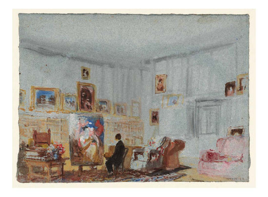 An Artist Seated before Sir William Beechey's Portrait 'Mrs Hasler as Flora', 1827 by John Mallord William Turner RA