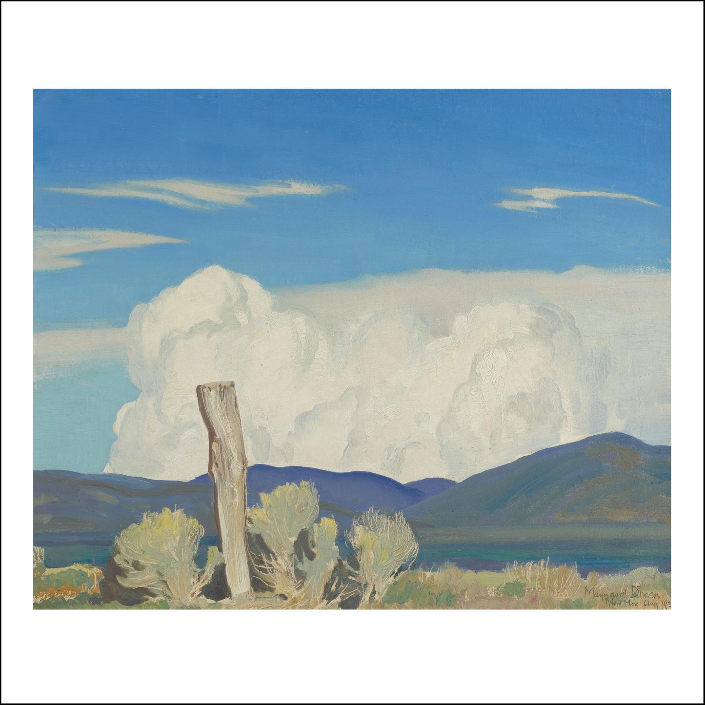 Approaching Thunderstorm by Maynard Dixon, Classic American Western Art, 16x12" (A3) Poster Print