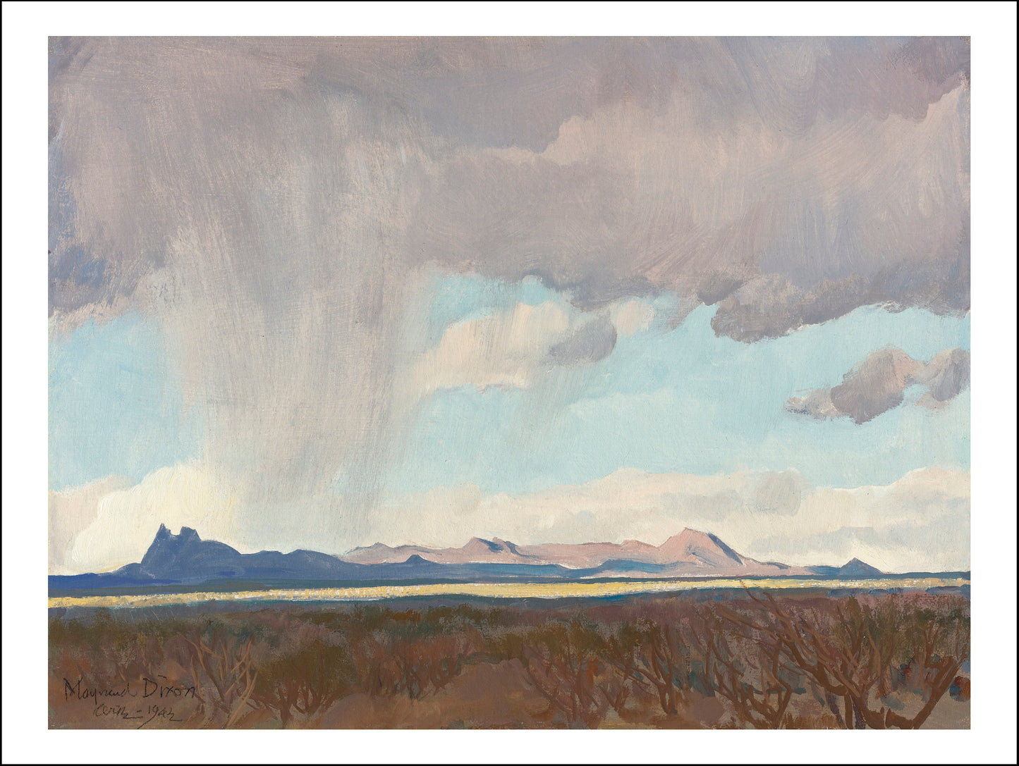 Ariz 1942, Rain from the Gulf by Maynard Dixon, Classic American Western Art, 16x12" (A3) Poster Print