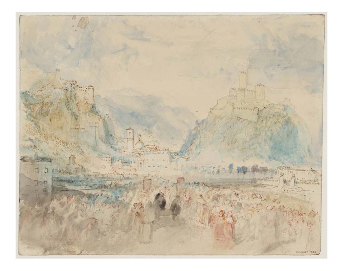Bellinzona, A Procession, Seen from the North, 1842 by John Mallord William Turner RA, 12x8"(A4) Poster