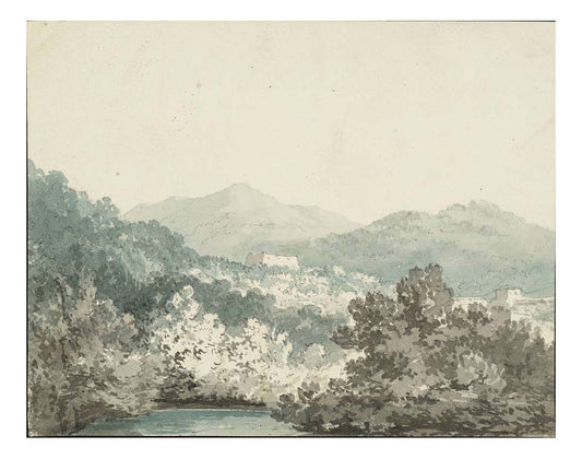 Buildings among Wooded Hills, a Lake in the Foreground and a Mountain in the Distance, 1795-97 by John Mallord William Turner RA