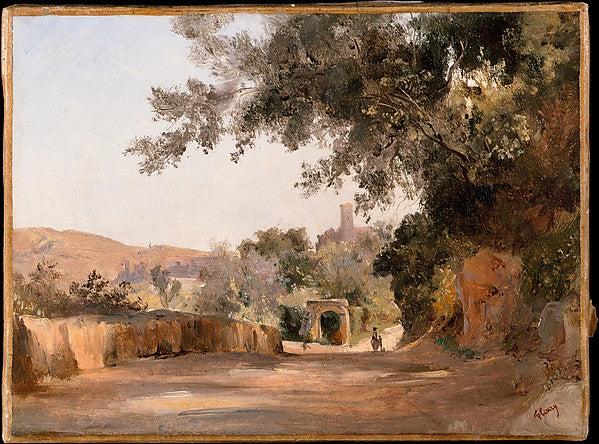 Léon Fleury:View of Tivoli from Santa Maria del Giglio 1827 -16x12"(A3) Poster