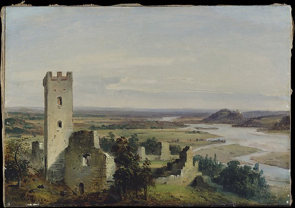 Carl Rottmann:River Landscape with Castle Ruins 1820s-16x12"(A3) Poster