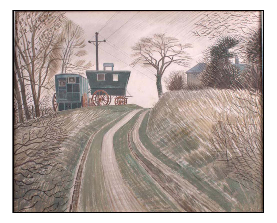 Caravans near Glynde Sussex South Downs 1936 by Eric Ravilious