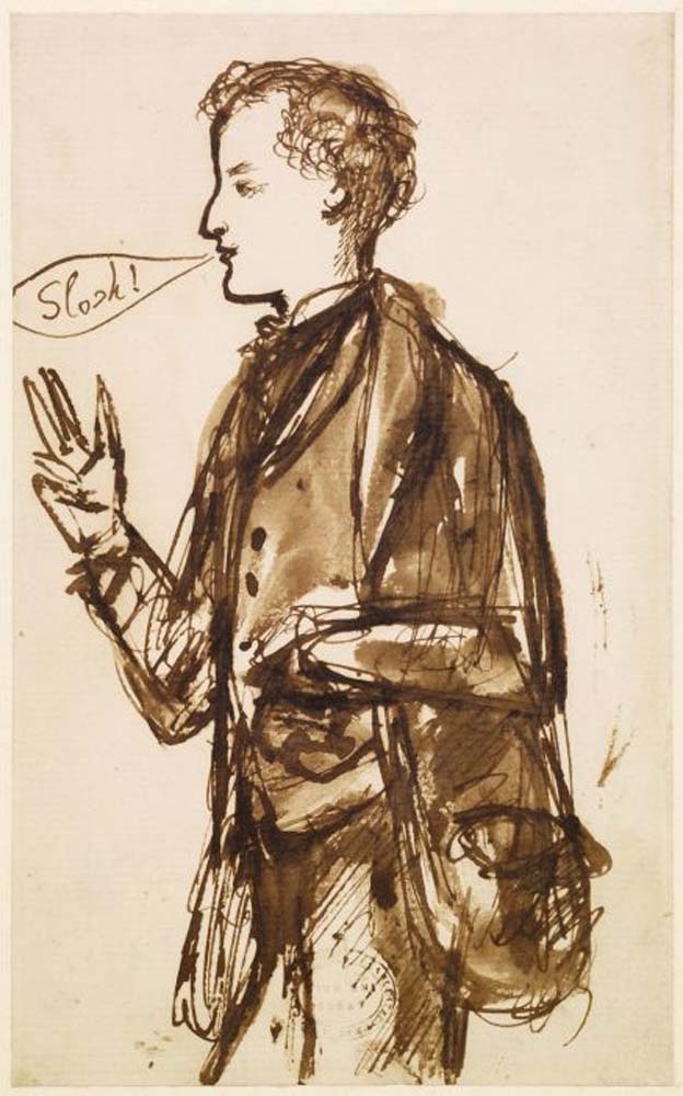 Caricature of John Everett Millais, ca1851-53 by Dante Gabriel Rossetti, English Pre-Raphaelite Painter,12x8"(A4) Poster Print