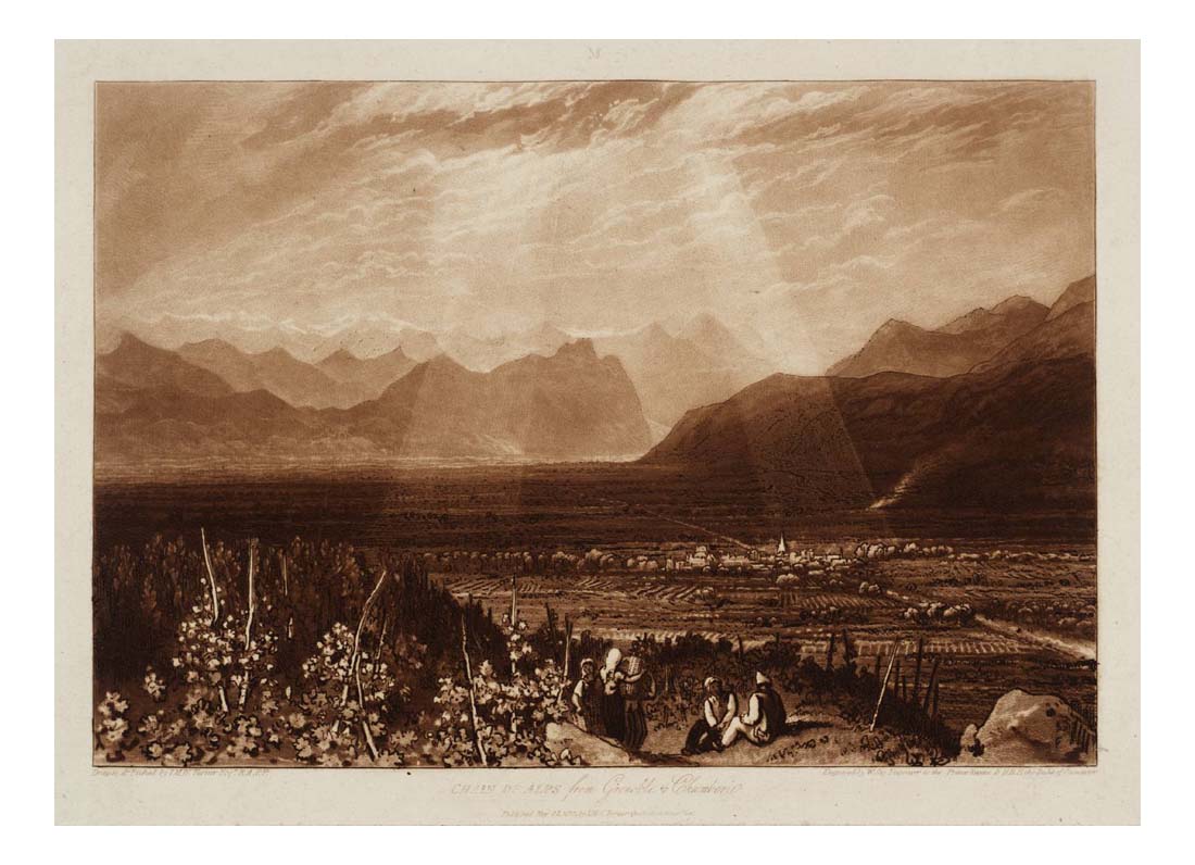 Chain of Alps from Grenoble to Chamberi, 1812 by John Mallord William Turner RA, 12x8"(A4) Poster