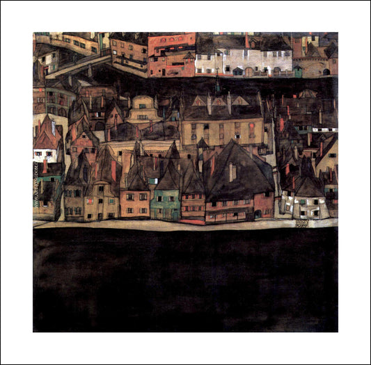 City Houses Landscape by Egon Schiele, 12x8" (A4) Poster Print