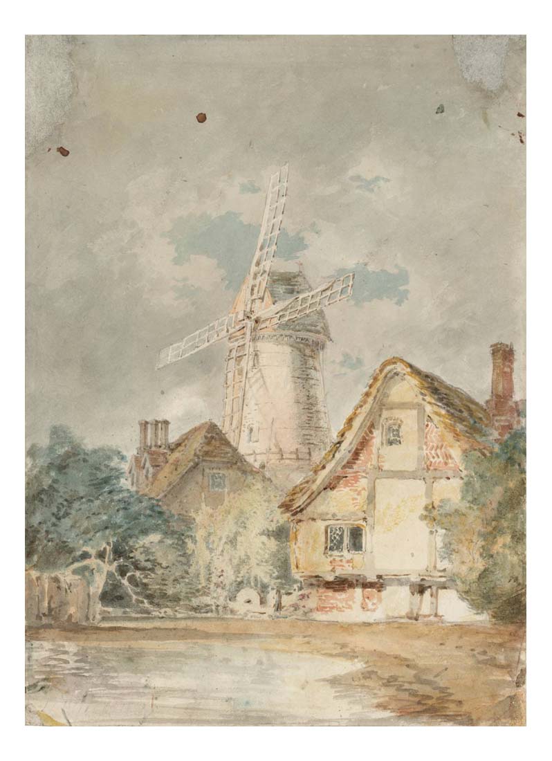 Cottages and Windmill, 1795 by John Mallord William Turner RA, 12x8"(A4) Poster