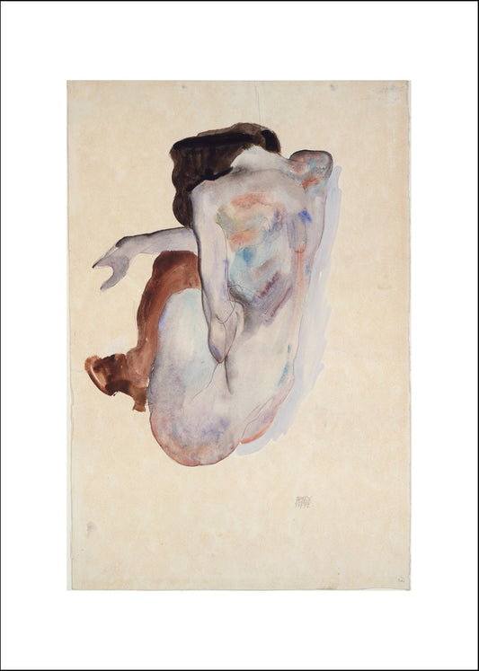 Crouching Nude2 by Egon Schiele, 12x8" (A4) Poster Print