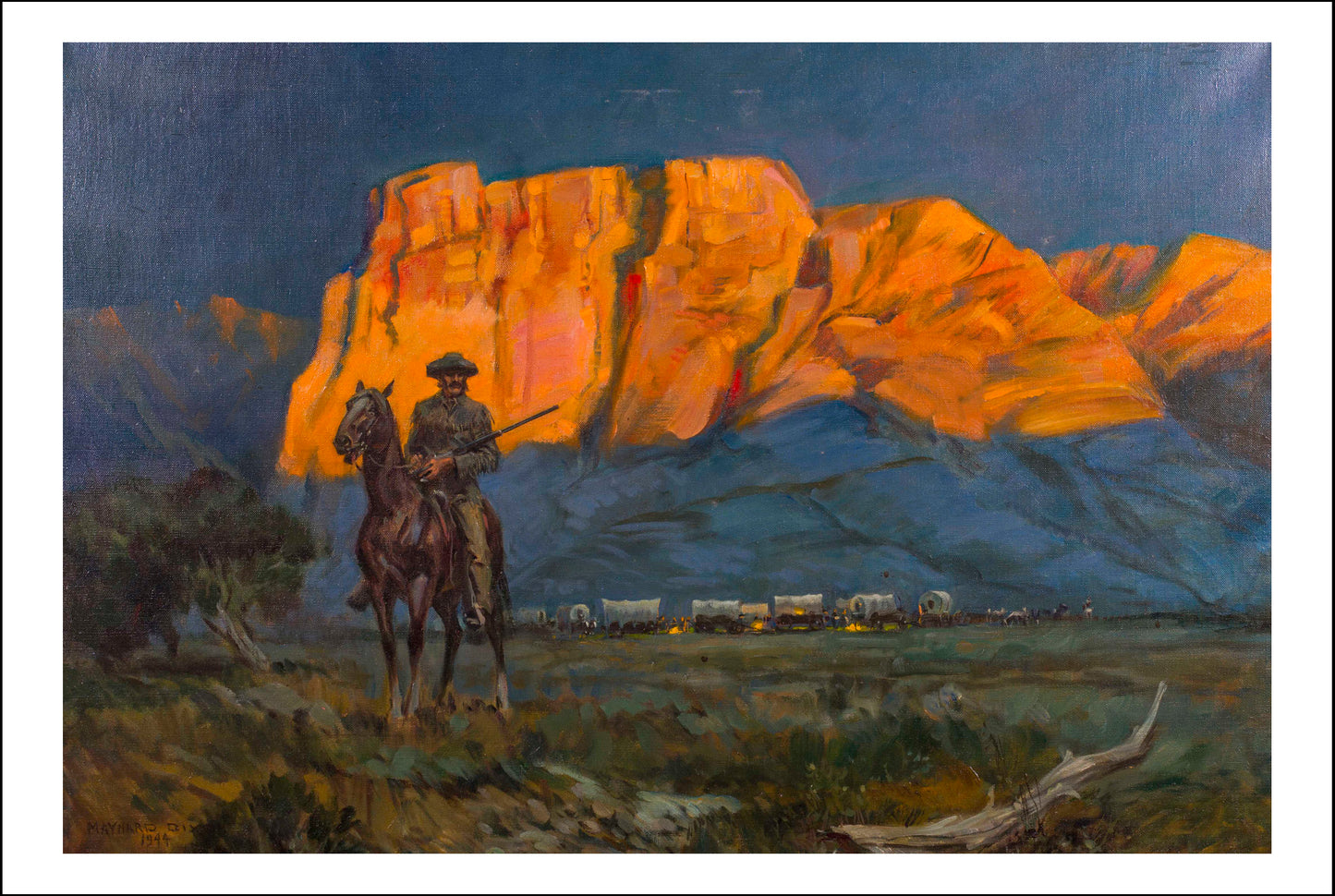 Classic Vintage Landscape by Maynard Dixon, Classic American Western Art, 16x12" (A3) Poster Print