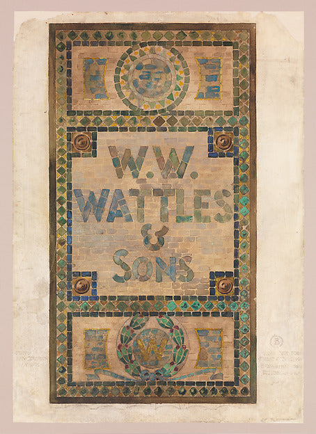 Design for a mosaic wall panel after 1906 Tiffany Studios-Loui, Poster Print Wall Art