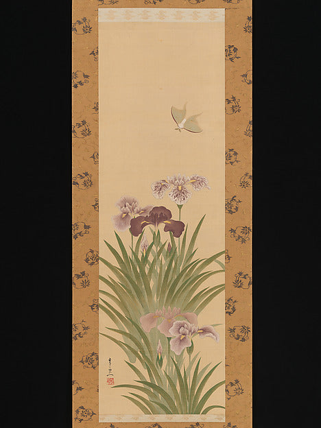 Irises and Moth c1850-Suzuki Kiitsu, Poster Print