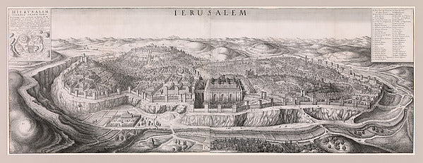 Prospect of Jerusalem 1660-Wenceslaus Hollar,After Juan Bauti, Poster Print Wall Art