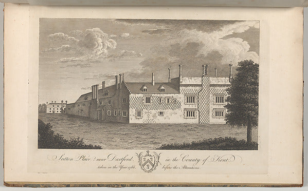 Anonymous, British, 18th century:Sutton Place near Dartford -16x12"(A3) Poster