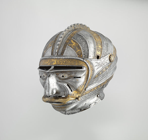 Close Helmet with Mask Visor in Form of a Human Face c1515, Poster Print Wall Art