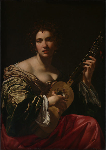 Simon Vouet:Woman Playing a Guitar c1618-16x12"(A3) Poster