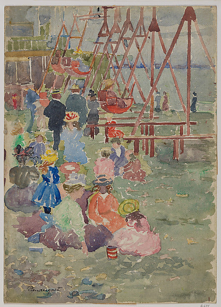 Maurice Brazil Prendergast:Swings Revere Beach c1896–97-16x12"(A3) Poster