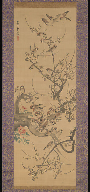 ,Sparrows in a Plum Tree early 1790s-Nagasawa Rosets,16x12"(A3)Poster