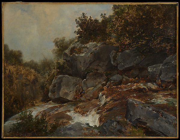 Théodore Rousseau:A Stream in the Auvergne probably 1830-16x12"(A3) Poster