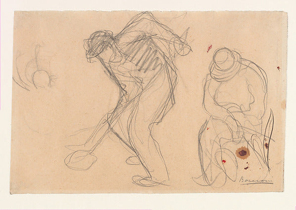 Umberto Boccioni - Study for "The Street Pavers" - Two Workmen , Poster Print Wall Art