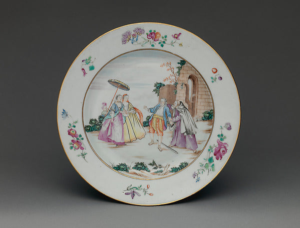Decoration after Nicolas Lancret:Plate with scene from "Les -16x12"(A3) Poster