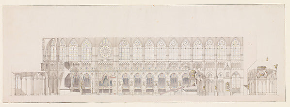 Cross Section of the Nave of Reims Cathedral n.d.-Charles Perc,16x12"(A3)Poster