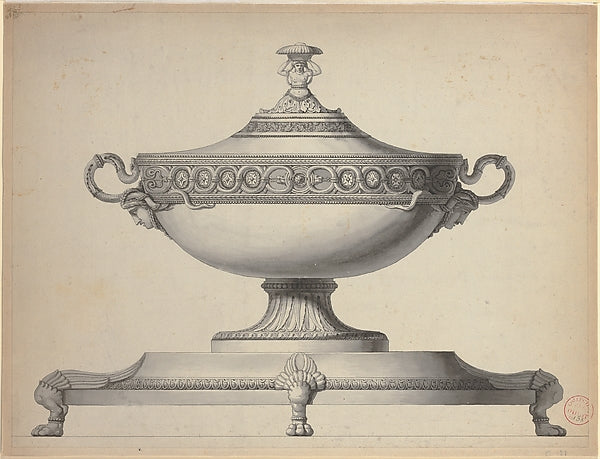 Design for a Covered Tureen on a Footed Stand c1770–1800-Works, Poster Print Wall Art