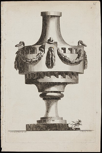 Design for a vase decorated with garlands 18th cent-Designed b, Poster Print