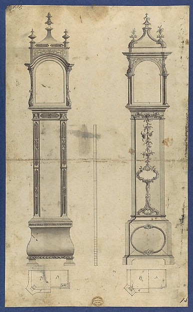 Clock Cases in Chippendale Drawings Vol. I 1754-Thomas Chipp, Poster Print Wall Art
