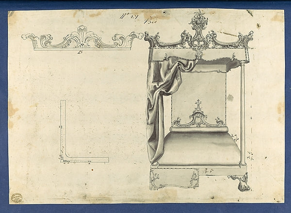 Bed in Chippendale Drawings Vol. I 1753-Thomas Chippendale , Poster Print Wall Art