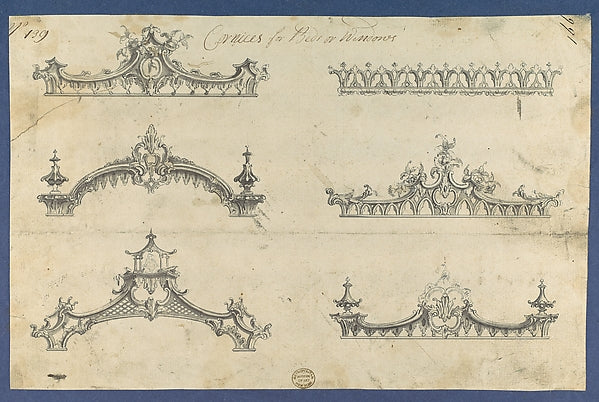 Cornices for Beds or Windows in Chippendale Drawings Vol. I , Poster Print Wall Art