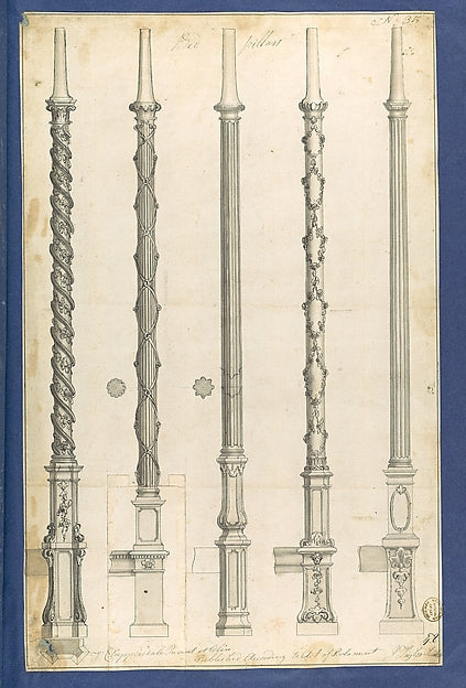 Bed Pillars in Chippendale Drawings Vol. I 1762-Thomas Chipp,16x12"(A3)Poster