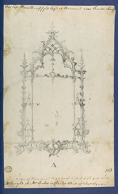 Mirror in Chippendale Drawings Vol. I c1753–62-Thomas Chippe,16x12"(A3)Poster