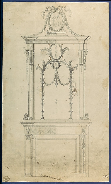 Design for a Chimneypiece with the a Monogram formed of the In, Poster Print Wall Art
