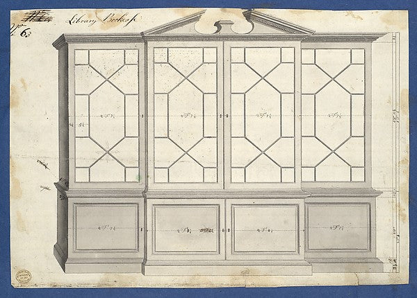 Library Bookcase from Chippendale Drawings Vol. II 1753-Thom,16x12"(A3)Poster