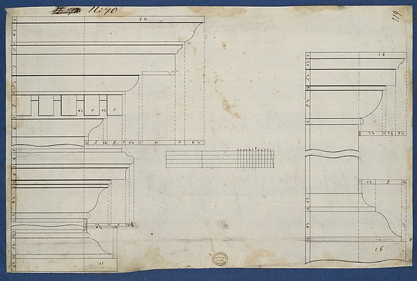 Moldings for Library Bookcase from Chippendale Drawings Vol.,16x12"(A3)Poster