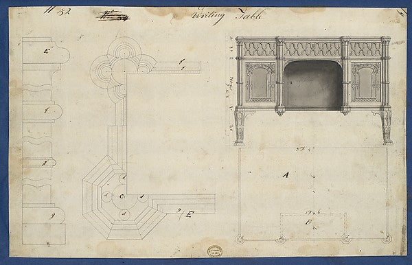 Writing Table from Chippendale Drawings Vol. II 1753-Thomas , Poster Print Wall Art