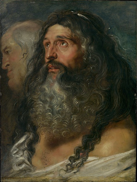 Peter Paul Rubens:Study of Two Heads c1609-16x12"(A3) Poster