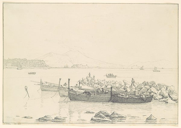 The Bay of Naples with Vesuvius in the Background 1825–48-Chri, Poster Print