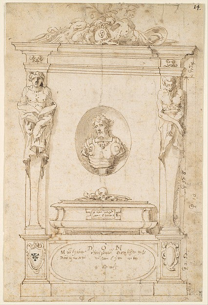 Design for a Tomb with Herms and a Niche with a Bust Portrait,16x12"(A3) Poster