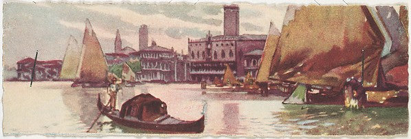 Venice Approach to Doges Palace with Sailboats and Gondola c1, Poster Print Wall Art