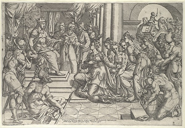 Solomon and the Queen of Sheba 16th cent-Anonymous,French,Sc,16x12"(A3)Poster