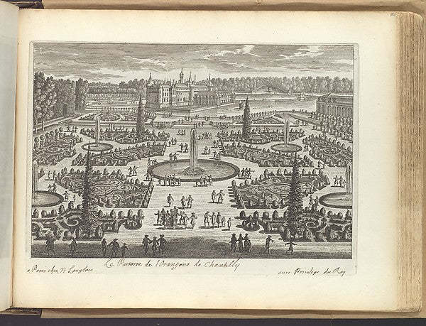 Le Parterre de l'Orangerie de Chantilly 1680s-Adam Perelle,16x12"(A3)Poster