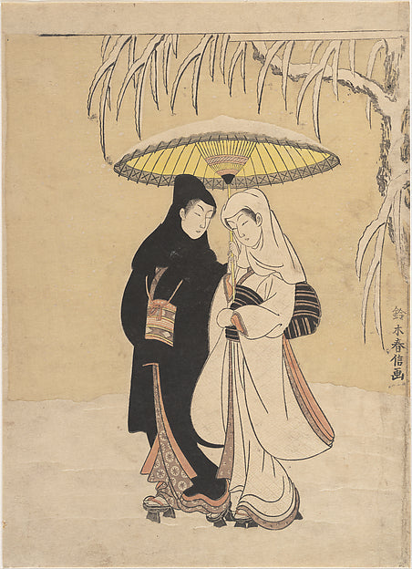 Lovers Walking in the Snow 1764–72-Suzuki Harunobu,Classic Ming China Image, Poster Print Wall Art