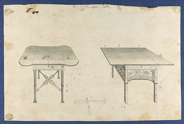 Breakfast Tables from Chippendale Drawings Vol. II 1754-Thom, Poster Print Wall Art