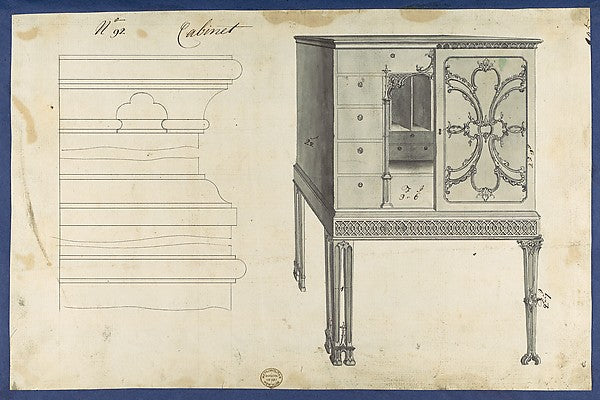 Cabinet from Chippendale Drawings Vol. II 1753-Thomas Chippe,16x12"(A3)Poster