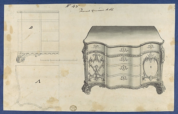 French Commode Table from Chippendale Drawings Vol. II 1753-, Poster Print Wall Art