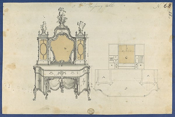 A Lady's Dressing Table from Chippendale Drawings Vol. II 17,16x12"(A3)Poster